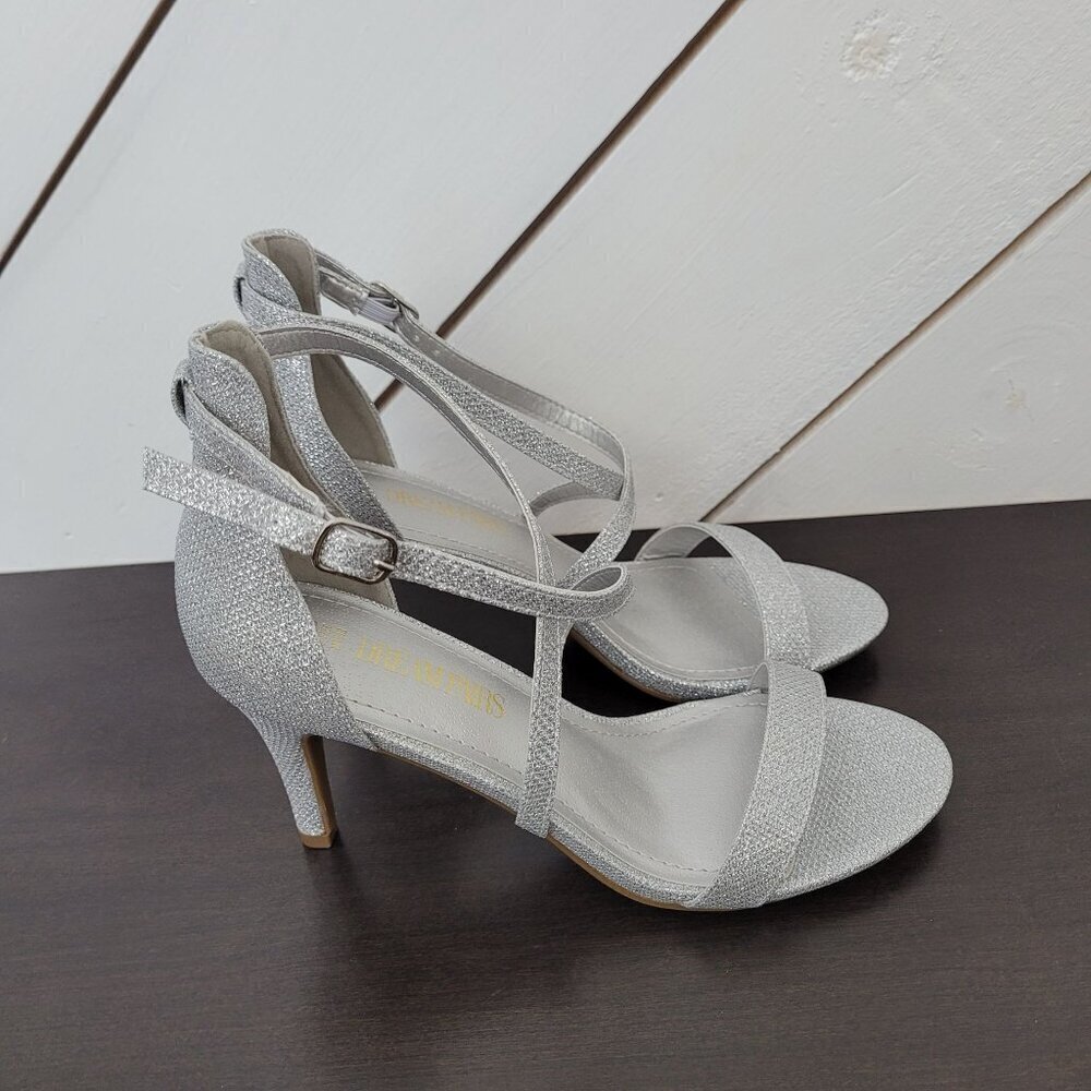 NEW DREAM PAIRS Womens Dolce Fashion Stilettos Open Toe Pump Heel  Glitter/ 8PT